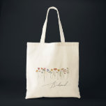 Colourful Wildflower | Bridesmaid Tote Bag<br><div class="desc">This colourful wildflower | bridesmaid tote bag is perfect for your simple, whimsical boho rainbow summer wedding. The bright, enchanted pink, yellow, orange, and gold colour florals give this product the feel of a minimalist elegant vintage hippie spring garden. The modern design is artsy and delicate, portraying a classic earthy...</div>