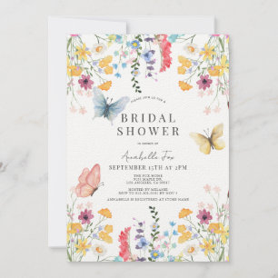 Colourful Wildflower & Butterfly Bridal Shower Invitation
