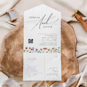Colourful Wildflower   Casual QR Code Seal and Sen All In One Invitation
