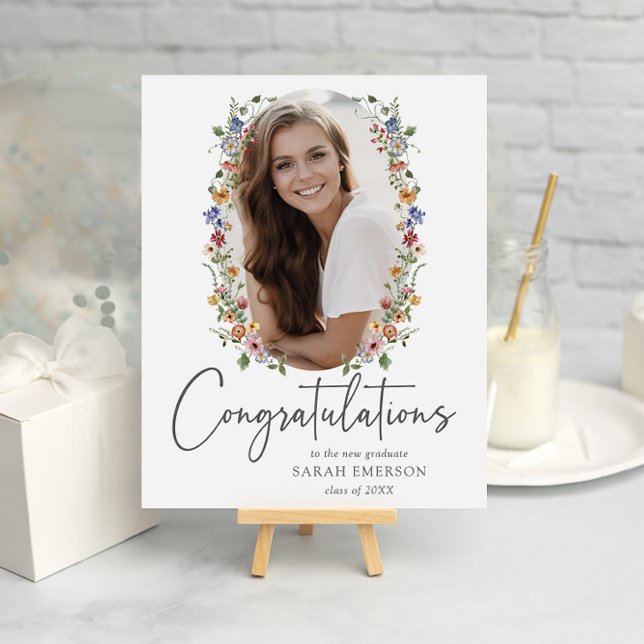 Colourful Wildflower Congratulations Poster (Colorful Wildflower Photo Congratulations Poster by Painted Paperie
)