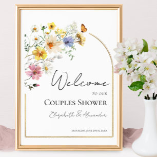 Colourful Wildflower Couples Shower Welcome Sign