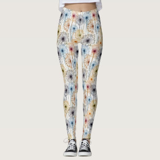 Colourful Wildflower Dandelion Pattern Leggings