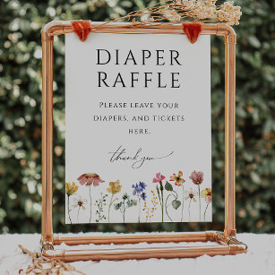 Colourful Wildflower Diaper Raffle Baby Shower Sig Poster