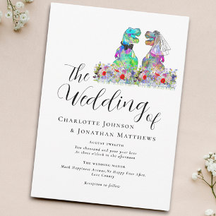 Colourful Wildflower Dinosaur Theme Invitation
