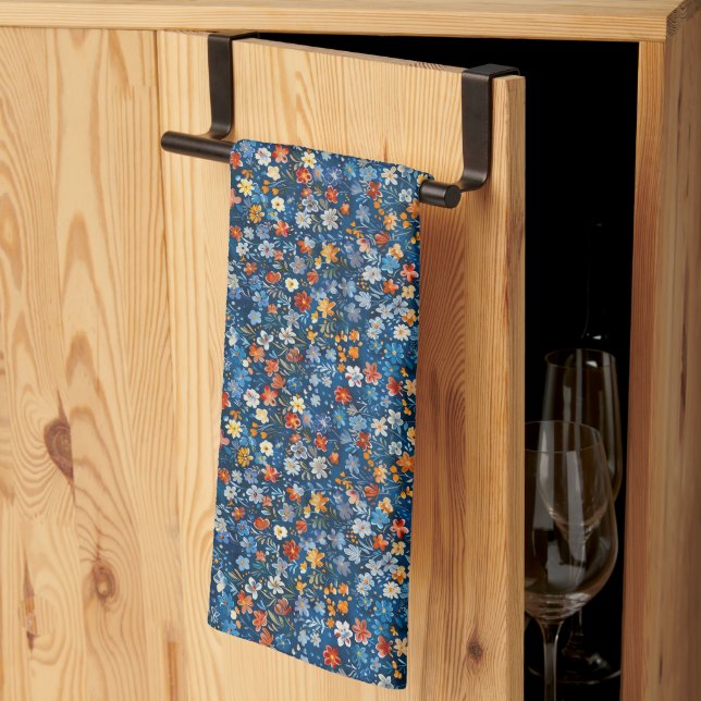 Colourful Wildflower Ditsy Print Tea Towel (Thirds Fold)