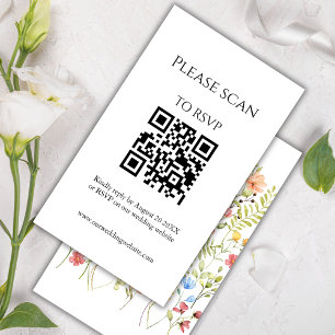 Colourful Wildflower Elegant QR Code & RSVP Weddin Enclosure Card
