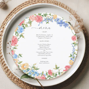 Colourful Wildflower Elegant Wedding Menu