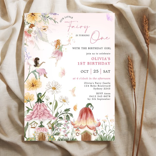 Colourful Wildflower Fairy Princess 1st Birthday Invitation (Creator Uploaded)