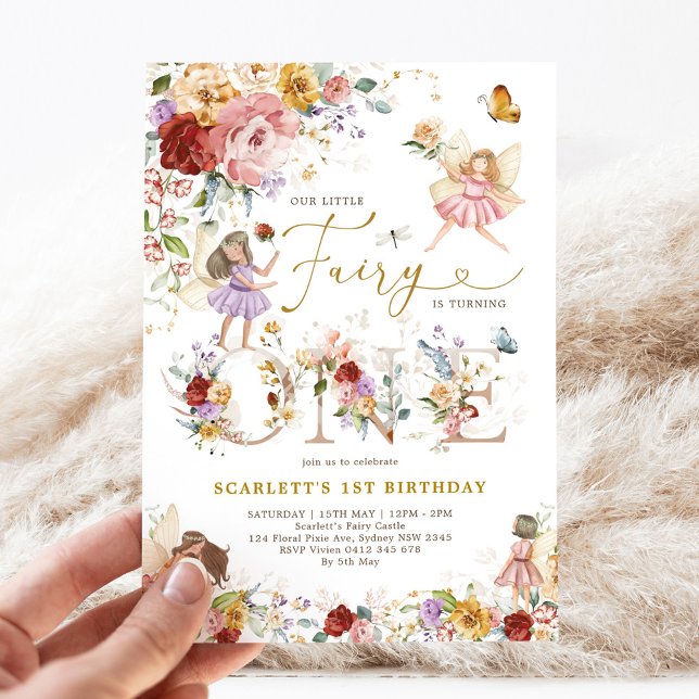 Colourful Wildflower Fairy Princess 1st Birthday Invitation (Creator Uploaded)
