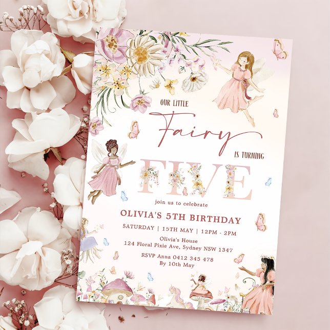 Colourful Wildflower Fairy Princess 5th Birthday | Invitation (Creator Uploaded)