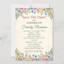 Colourful Wildflower Family Reunion Save The Date