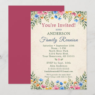 Colourful Wildflower Family Reunion Youre Invited Invitation