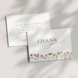 Colourful Wildflower Flat Birthday Party Thank You Card<br><div class="desc">This colourful wildflower flat birthday party thank you card is perfect for your simple, whimsical boho rainbow summer party. The bright, enchanted pink, yellow, orange, and gold colour florals give this product the feel of a minimalist elegant vintage hippie spring garden. The modern design is artsy and delicate, portraying a...</div>