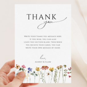 Colourful Wildflower Flat Vertical Baby Shower Thank You Card