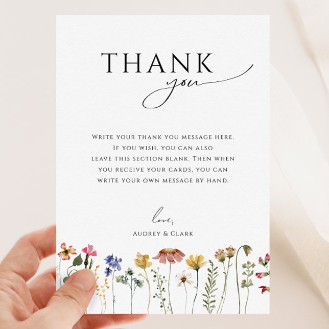 Colourful Wildflower Flat Vertical Baby Shower Thank You Card (Creator Uploaded)