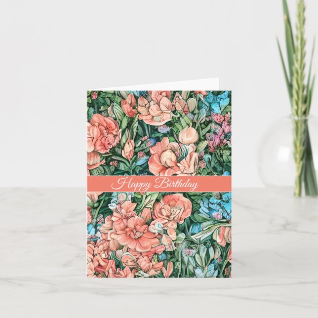 Colourful Wildflower Floral Birthday Card (Front)