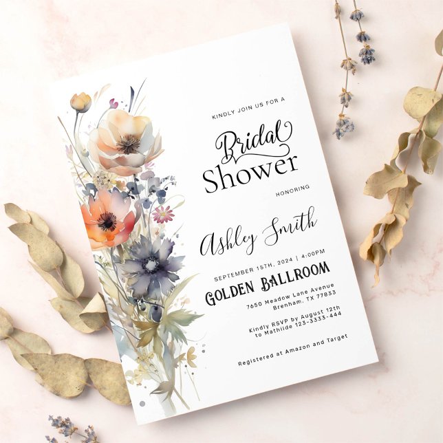 Colourful Wildflower Floral Bridal Shower Invitation (Creator Uploaded)