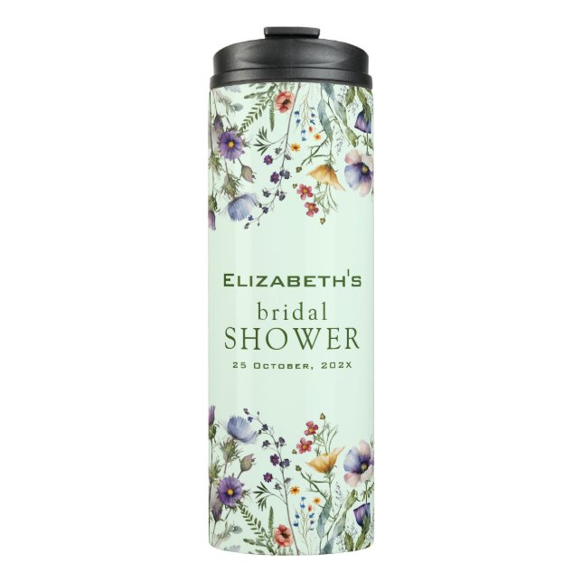 Colourful Wildflower Floral Bridal Shower Thermal Tumbler (Front)
