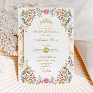 Colourful Wildflower Floral Garden Quinceanera Invitation