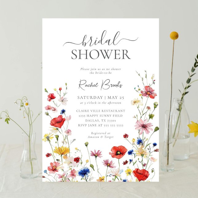 Colourful Wildflower Floral Greenery Bridal Shower Invitation (Creator Uploaded)