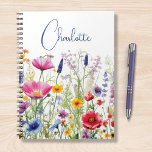 Colourful Wildflower Floral Personalised Name Notebook<br><div class="desc">Colourful Wildflower Floral Personalised Name Notebooks features your custom personalised name in modern calligraphy script typography. Perfect for school,  work,  sports and home. Give a personalised gift for Christmas,  birthday,  holidays,  Mothers' Day to mum,  sister,  best friends,  teachers and more. Designed by Evco Studio www.zazzle.com/store/evcostudio</div>
