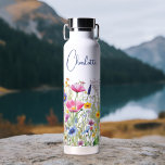 Colourful Wildflower Floral Personalised Name Water Bottle<br><div class="desc">Colourful Wildflower Floral Personalised Name Thor Copper Insulated Bottles features your custom personalised name in modern calligraphy script typography. Perfect for school,  work,  sports and home. Give a personalised gift for Christmas,  birthday,  holidays,  Mothers' Day to mum,  sister,  best friends,  teachers and more. Designed by Evco Studio www.zazzle.com/store/evcostudio</div>