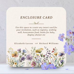 Colourful Wildflower Floral Watercolor Wedding Enclosure Card