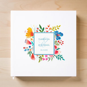 Colourful Wildflower Floral Watercolor Wedding Guest Book
