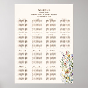 Colourful Wildflower Floral Watercolor Wedding Poster
