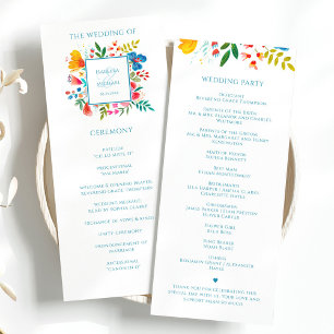 Colourful Wildflower Floral Watercolor Wedding Programme
