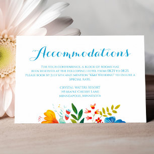 Colourful Wildflower Floral Wedding Accommodation Enclosure Card