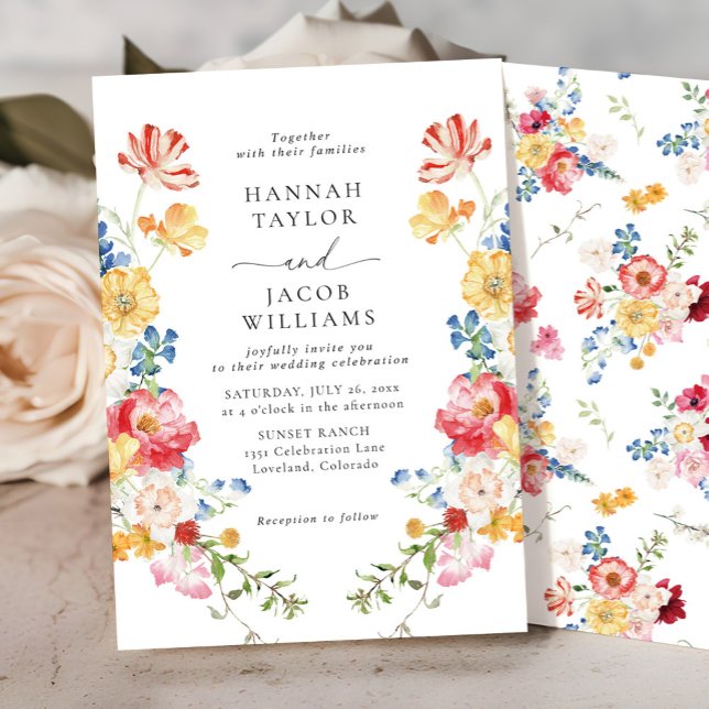 Colourful Wildflower Floral Wedding Invitation (Creator Uploaded)