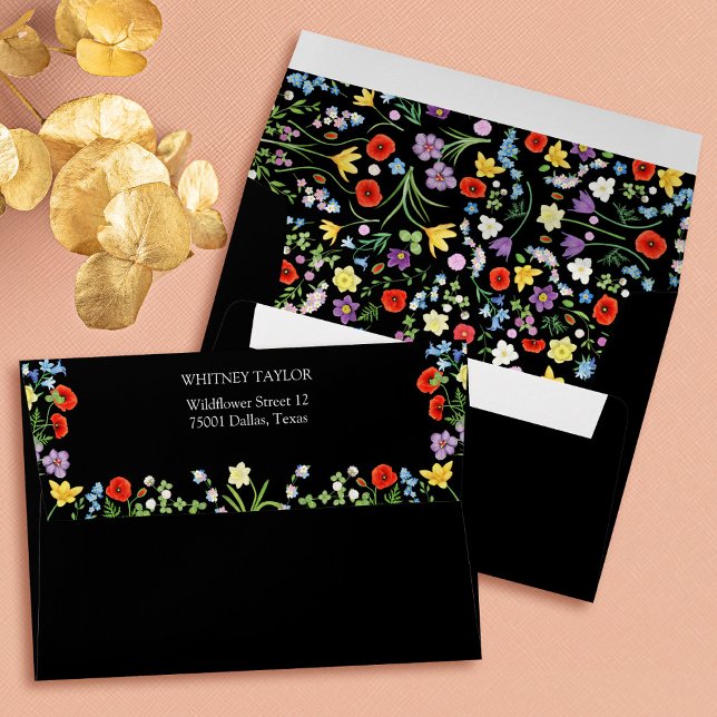Colourful Wildflower Floral Wedding Invitation  Envelope (Colorful Wildflower Floral Wedding Invitation Envelope)