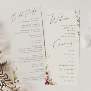 Colourful Wildflower Garden   Beige Wedding Programme