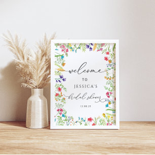 Colourful Wildflower Garden Bridal Shower Welcome Poster