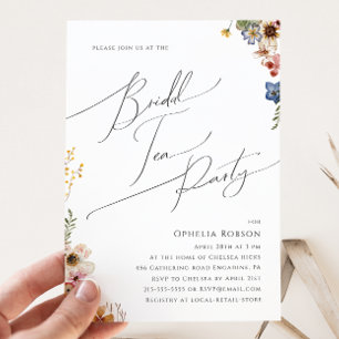 Colourful Wildflower   Garden Bridal Tea Party Invitation