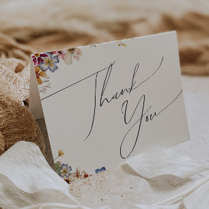 Colourful Wildflower Garden Folded Thank You Car Card