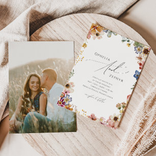 Colourful Wildflower Garden   Photo Casual Wedding Invitation