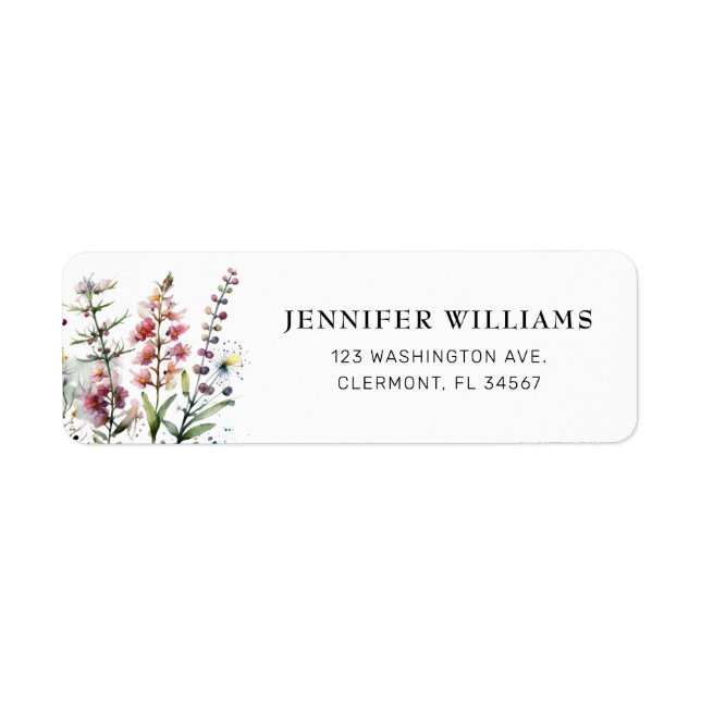 Colourful Wildflower Garden Return Address Labels (Front)