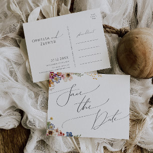 Colourful Wildflower Garden Save The Date Postcard