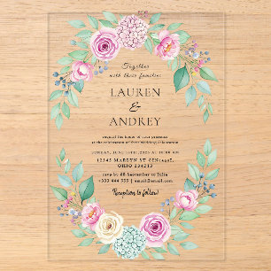 Colourful Wildflower Garden Wedding Acrylic Invitations