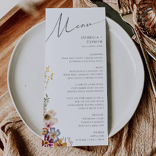 Colourful Wildflower   Garden Wedding Dinner Menu