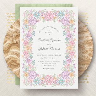 Colourful Wildflower Garden Wedding Invitation