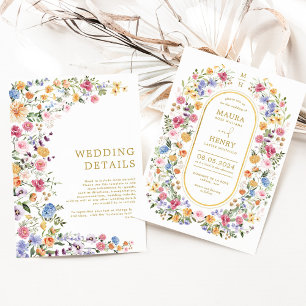 Colourful Wildflower Garden Wedding Party Invitation