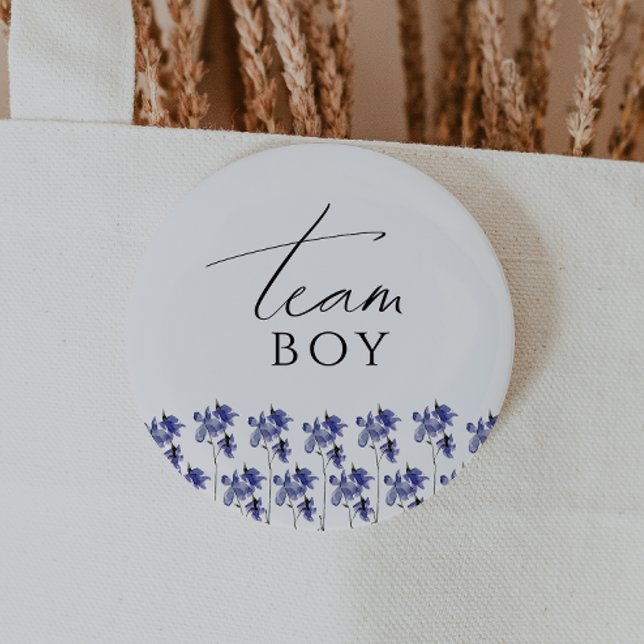 Colourful Wildflower Gender Reveal Team Boy 6 Cm Round Badge (Creator Uploaded)