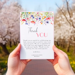Colourful Wildflower Girl Baby Shower Thank You Card