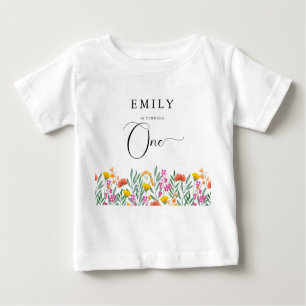 Colourful Wildflower Girl's First Birthday Baby T-Shirt
