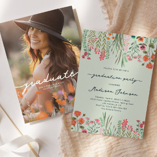 Colourful Wildflower Graduation Party Invitation
