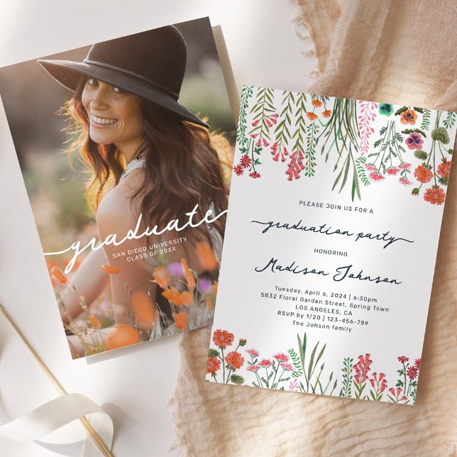 Colourful Wildflower Graduation Party Invitation (Colorful Wildflower Graduation Party Invitation)