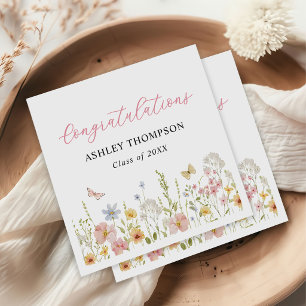 Colourful Wildflower Graduation Party Napkin